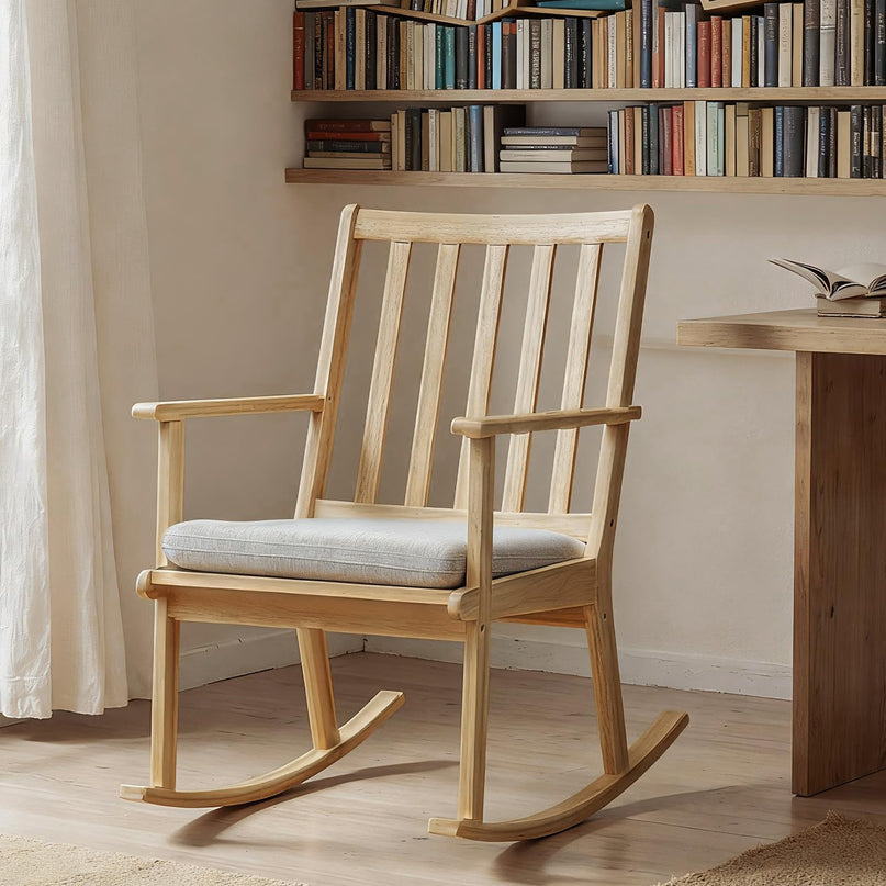 Giantex Rocking Chair with Cushion & Slatted High Back