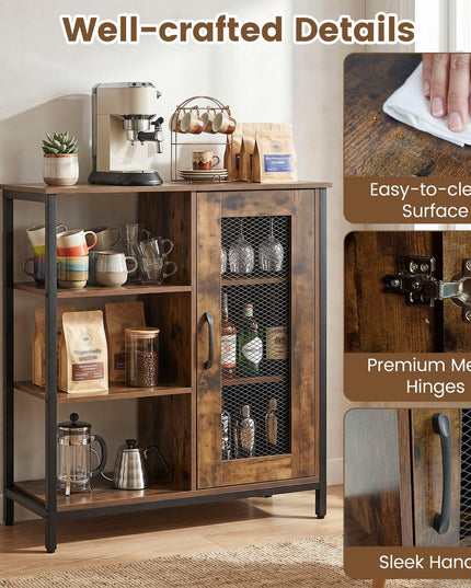 Giantex Buffet Sideboard | Industrial Kitchen Storage Side Cabinet with Metal Mesh Door