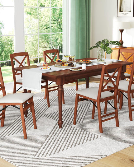 Giantex Folding Dining Chairs Set of 2/4, Modern Kitchen Chairs w/Padded Seat & Cross Backrest