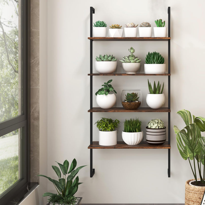 Giantex 4 Tier Modern Wall Mounted Bookshelf Set