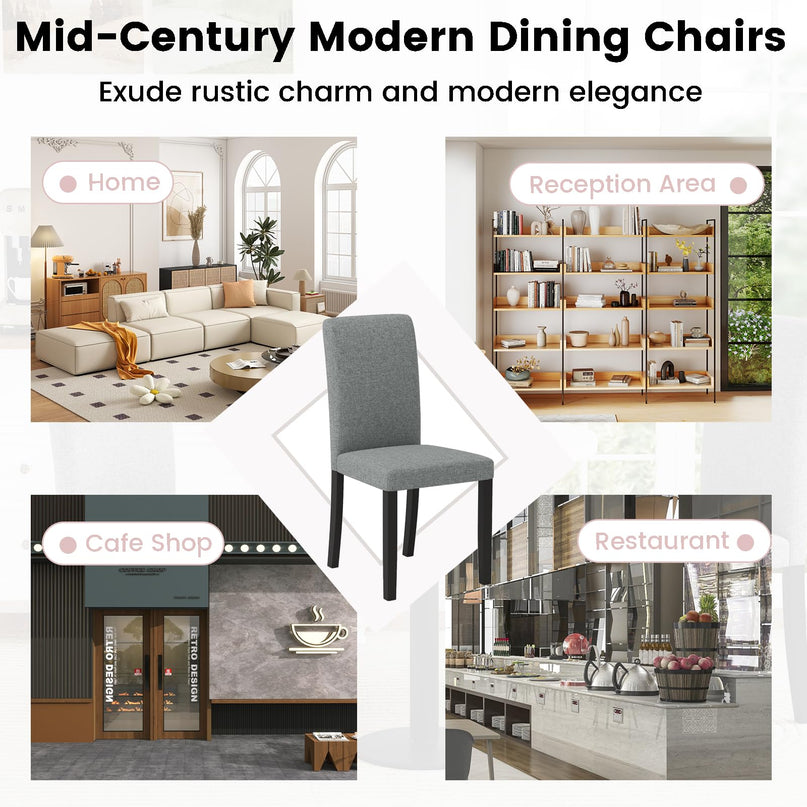 Giantex Upholstered Dining Chairs Set of 2/4 w/Rubber Wood Legs