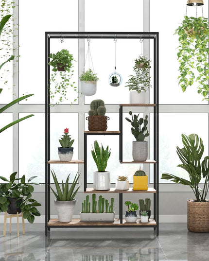 Giantex 71" Tall Plant Stand Indoor, 6-Tier Metal Plant Shelf with 10 Hanging Hooks