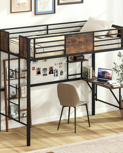 Giantex Twin Loft Bed with Desk - Heavy-Duty Metal Bed Frame