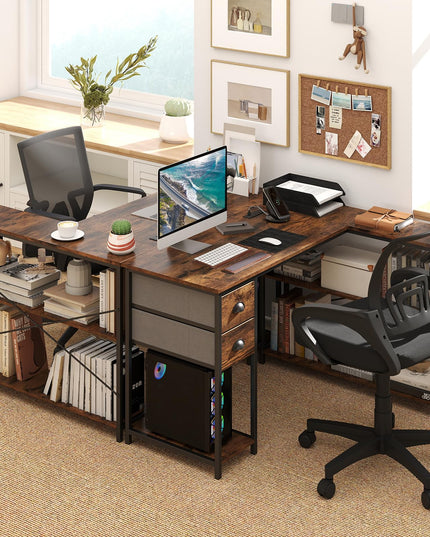 Giantex 48" L Shaped Desk with Charging Station