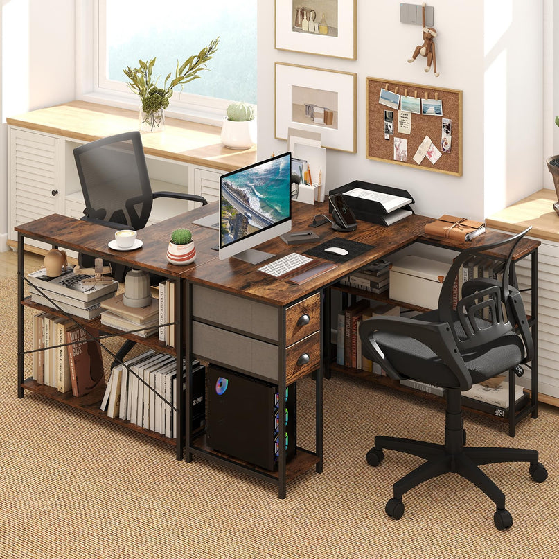 Giantex 48" L Shaped Desk with Charging Station