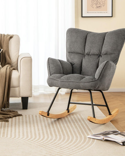 Giantex Rocking Chair Nursery, Modern Rocking Accent Chair w/High Backrest