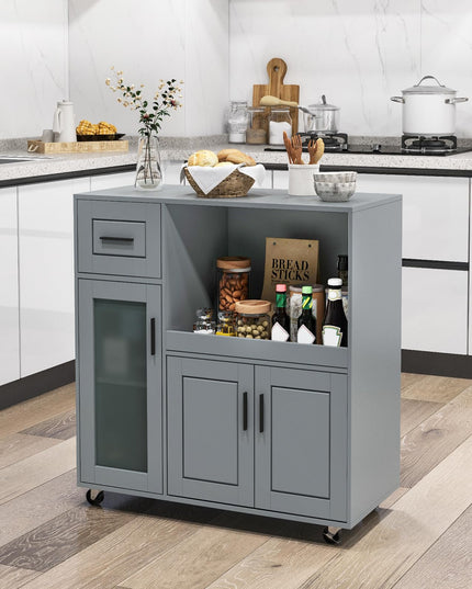 Giantex Kitchen Island with Storage, Kitchen Cart with Wheels