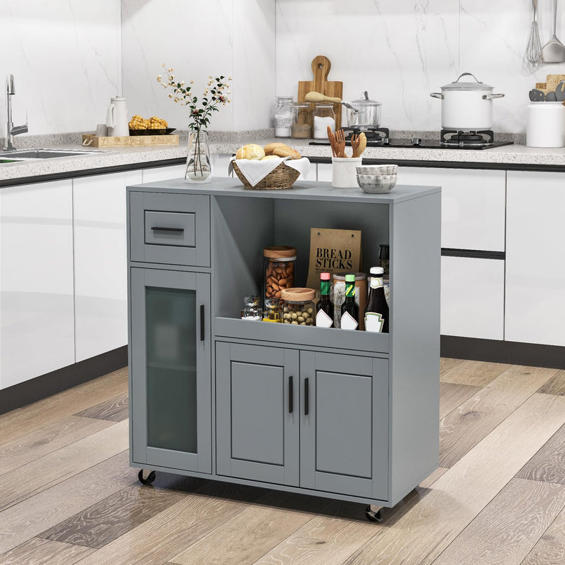 Giantex Kitchen Island with Storage, Kitchen Cart with Wheels