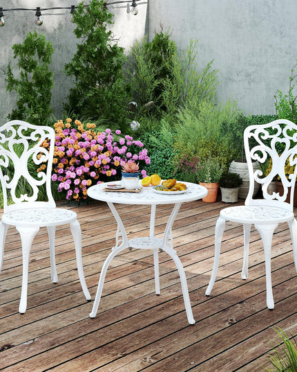 Giantex 3 Piece Bistro Set Cast Aluminum Porch Furniture (Vintage Victorian)