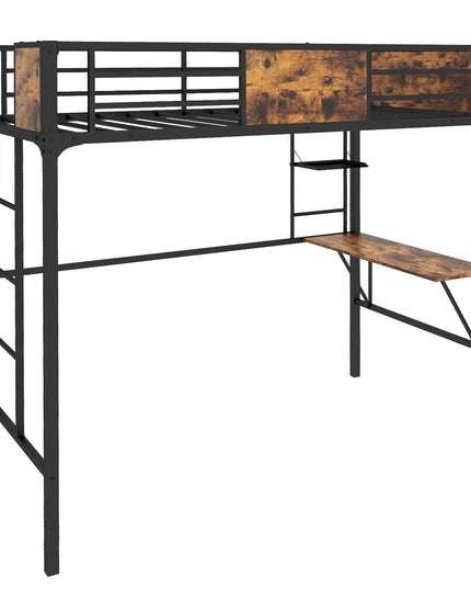 Metal Twin Loft Bed with Desk and Storage Shelf - Giantex