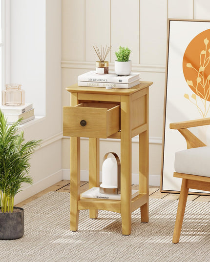 Giantex 23.5" H Side Table w/Open Storage Shelf & Solid Wood Frame No Assembly Needed