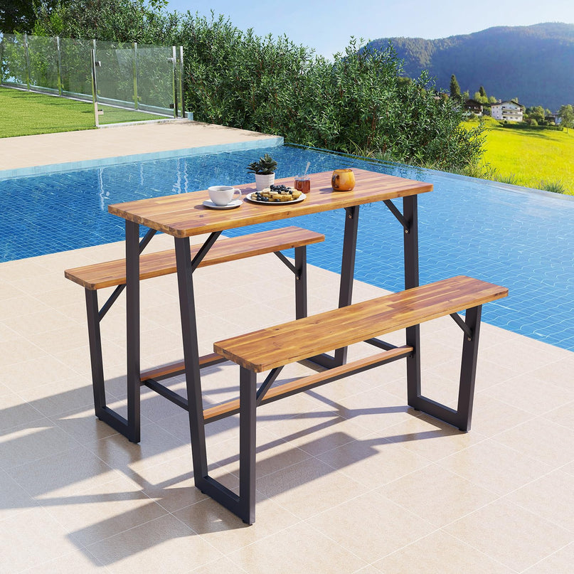 Giantex 4.5FT Picnic Table Bench Set for 4 for Porch Patio Lawn Garden