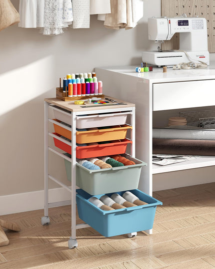 Giantex Rolling Storage Cart with 5 Drawers Utility Cart（25"H）