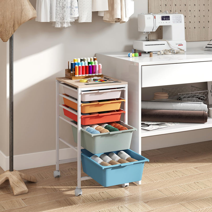 Giantex Rolling Storage Cart with 5 Drawers Utility Cart（25"H）