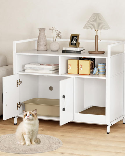 Giantex Cat Litter Box Enclosure Cat Washroom Hidden Furniture with Front Entry