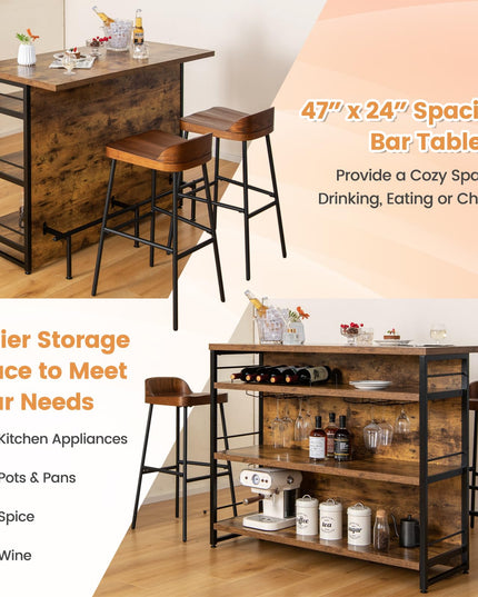 4 Tier Liquor Bar Table with Footrest - Giantex