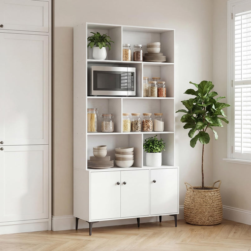 Giantex 68.5" Tall Bookcases and Bookshelves with 2 Doors (35.5" x 12" x 68.5")