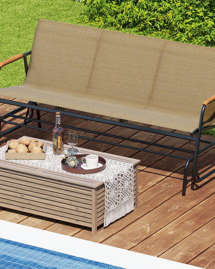 Giantex 3-Person Swing Gliding Loveseat with Curved Teak Armrests