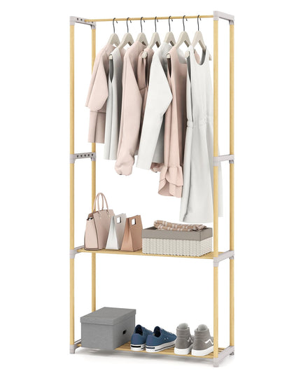 Portant à vêtements Giantex en pin avec étagère de rangement ouverte à 2 niveaux pour suspendre les vêtements
