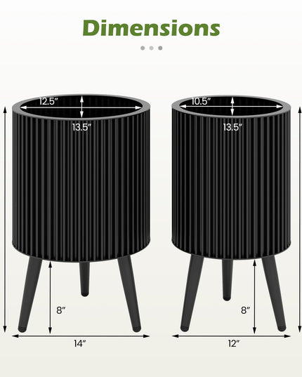 Giantex Set of 2 Flower Pots with Stand for Hallway Living Room Garden Patio