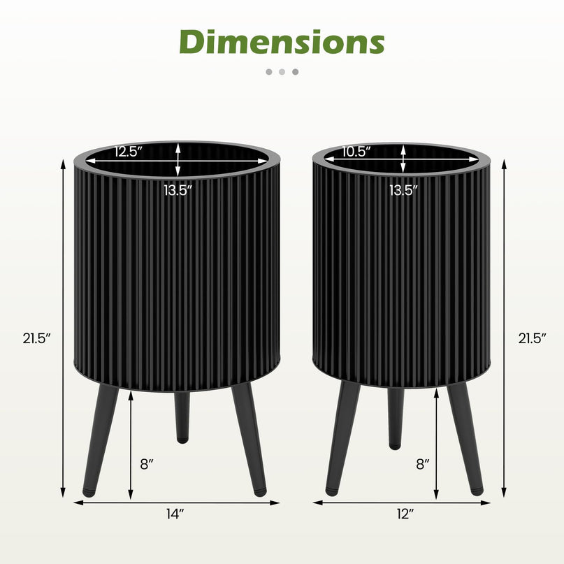 Giantex Set of 2 Flower Pots with Stand for Hallway Living Room Garden Patio