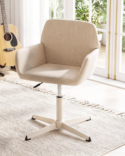 GIANTEX Vanity Chair with Back | 360° Swivel Armchair w/Adjustable Height (1/2)