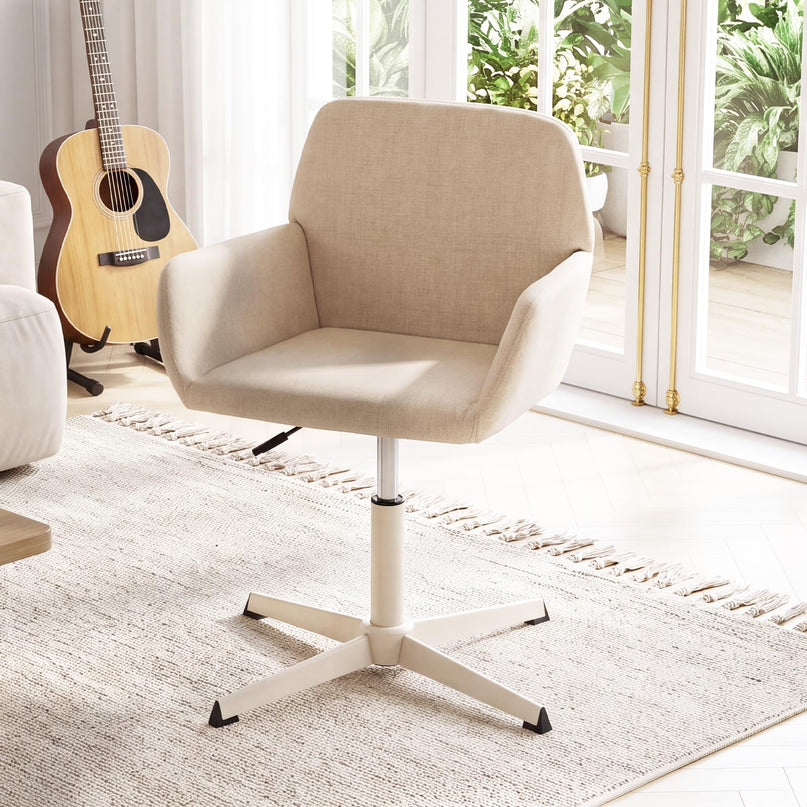 GIANTEX Vanity Chair with Back | 360° Swivel Armchair w/Adjustable Height (1/2)