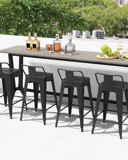 Giantex Metal Bar Stools Set of 4, 24" Counter Height Modern Industrial Barstools w/Removable Bucket Back & Footrest