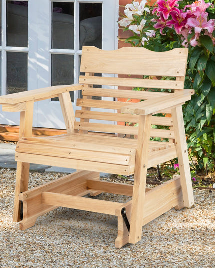 Giantex Outdoor Glider Rocking Chair - Set of 2 Wood Porch Rocker