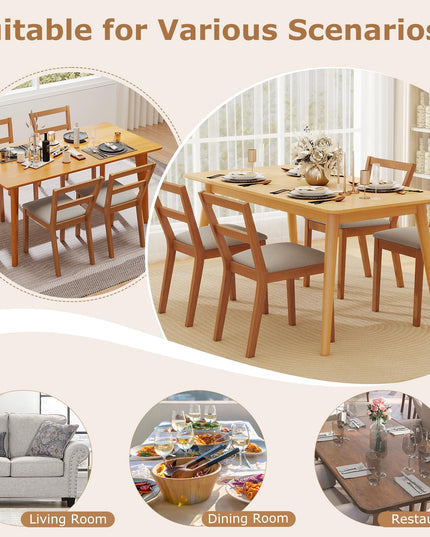 Giantex Wooden Dining Chairs Set of 2/4 with Rubber Wood Legs & Fabric Padded Seat