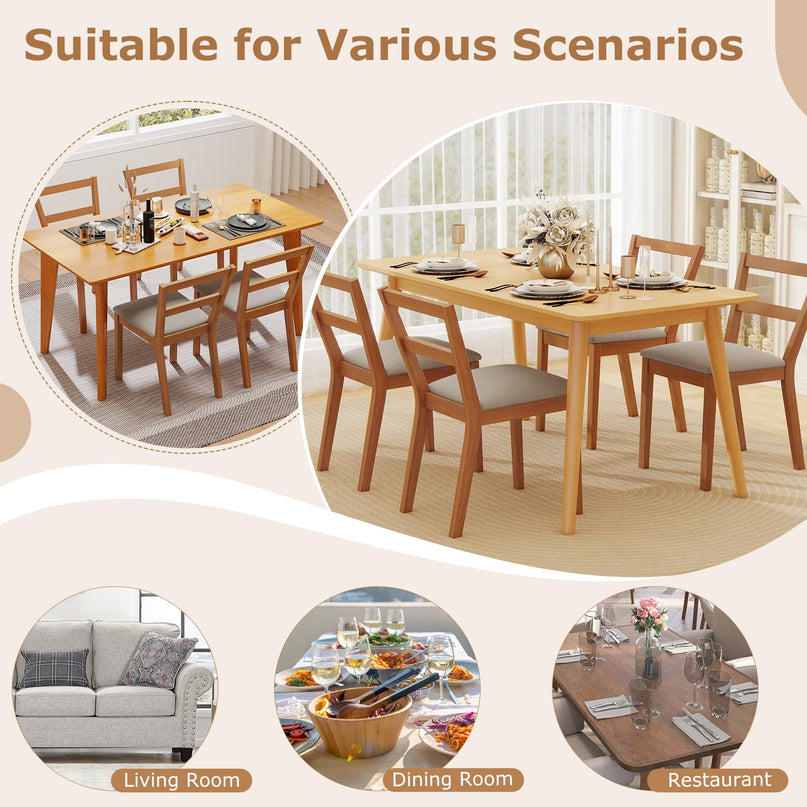 Giantex Wooden Dining Chairs Set of 2/4 with Rubber Wood Legs & Fabric Padded Seat