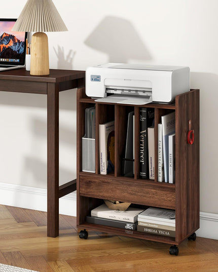 Giantex Record Player Stand, Rolling Turntable Stand with Drawer, Hook & Lockable Wheels