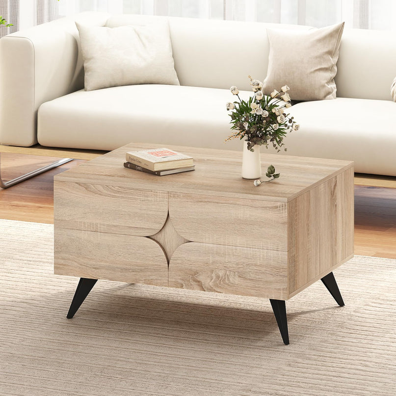 Giantex Mid Century Modern Coffee Table with Storage Accent Cocktail Table