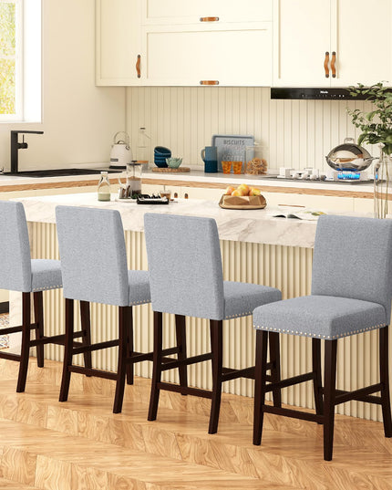 Giantex Modern Bar Stools Set of 2/4 26" Upholstered Counter Height Bar Stools