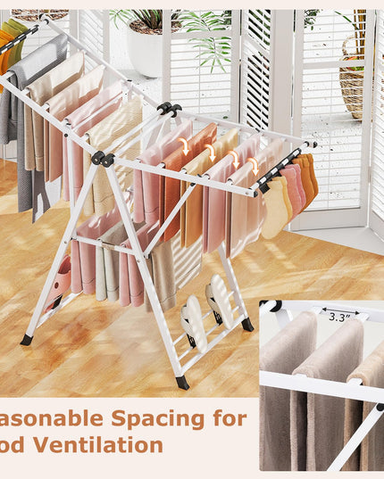 Giantex Clothes Drying Rack Foldable Metal Laundry Drying Rack（ 55.5"L x 39"-58"H）