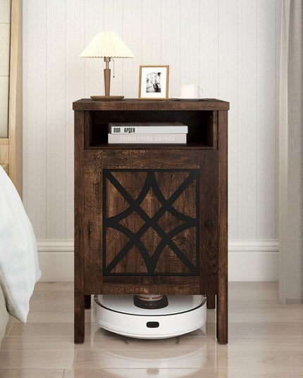 Giantex Robot Vacuum Storage Cabinet Farmhouse End Table