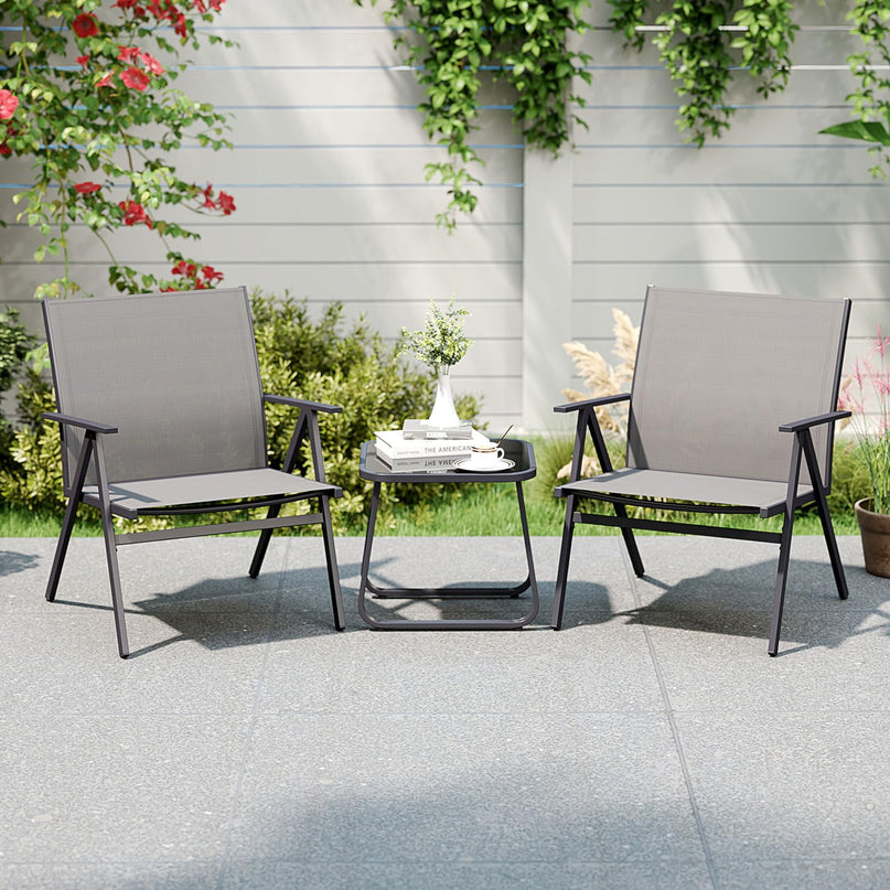 Giantex Patio Chairs Set of 2 w/Sturdy Metal Frame & Breathable Seat Back