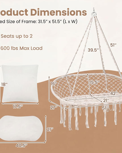 Giantex Double Hammock Chair with Cushions