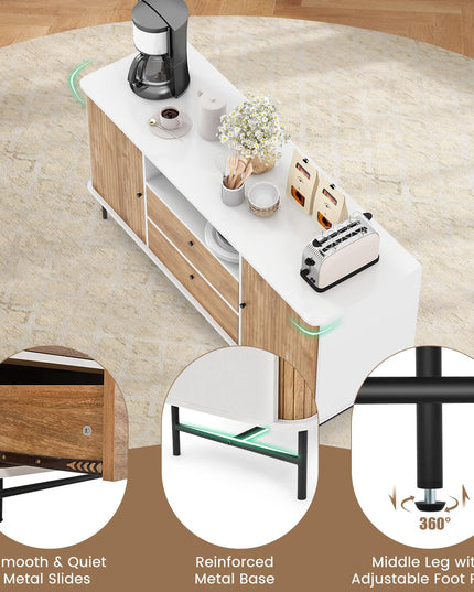 Giantex Buffet Cabinet with Storage, 59" Modern Coffee Bar Sideboard w/Sliding Tambour Doors