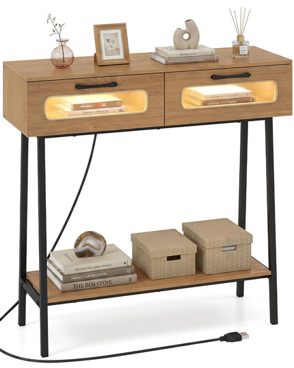 Giantex Console Table with LED Lights for Living Room Hallway Entrance