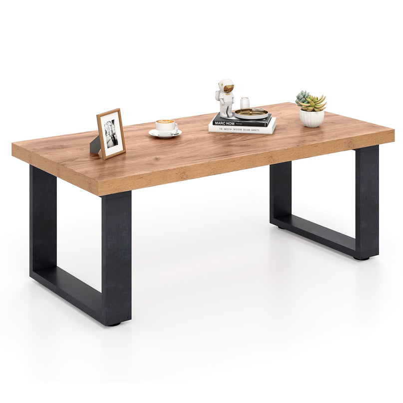 Giantex 47 Inch Industrial Wood Center Table with 1.8" Tabletop