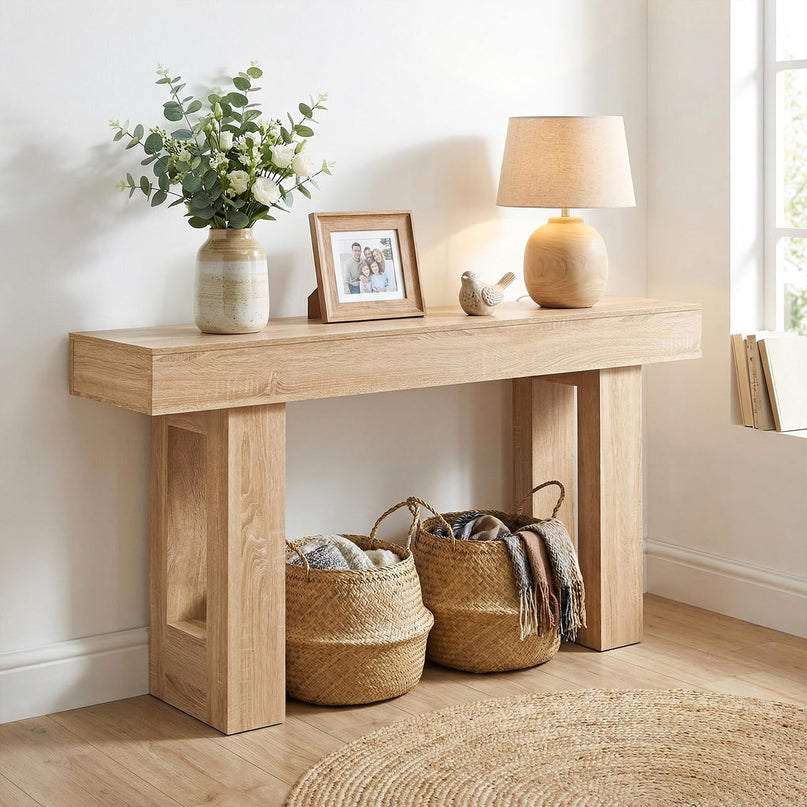 Giantex 63" Farmhouse Console Table Wooden Narrow Entryway Table