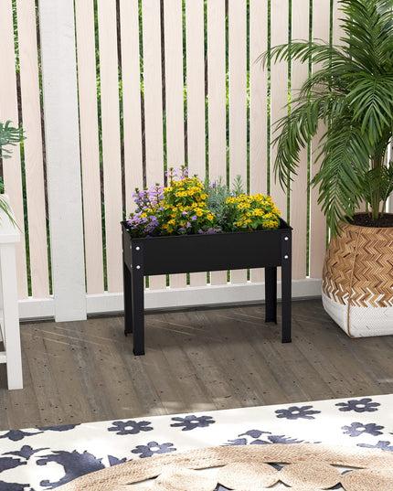 Giantex Raised Garden Bed, Metal Planter Box with Legs, Drain Hole, Outdoor Indoor Elevated Garden Box