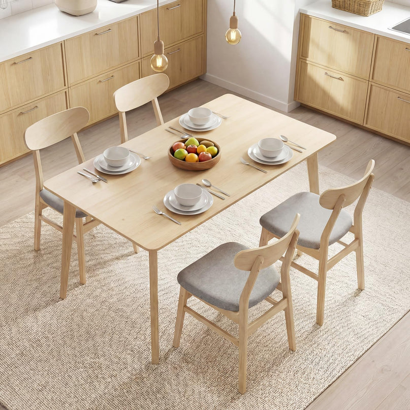 Chaises de cuisine rembourrées en bois Giantex avec pieds en bois d'hévéa (2/4)