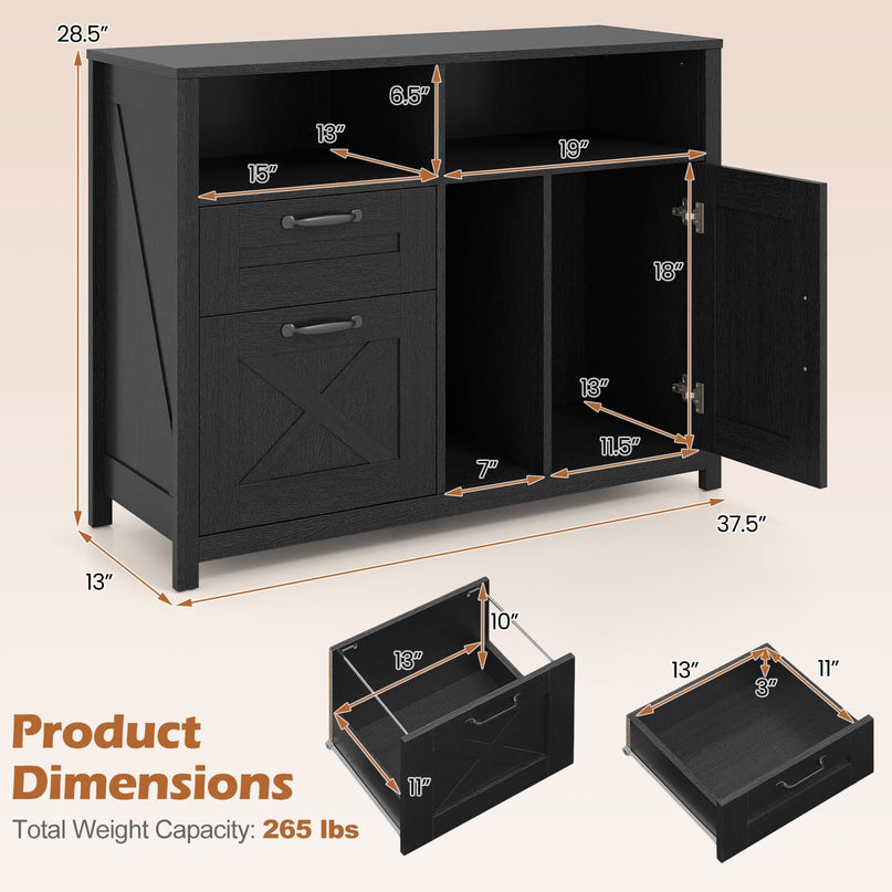 GIANTEX File Cabinet with 2 Drawers for Letter/A4 (37.5"x13"x28.5")