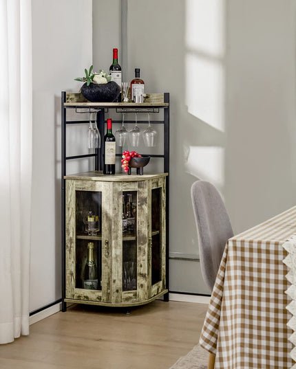 Giantex Corner Bar Cabinet with Glass Holder