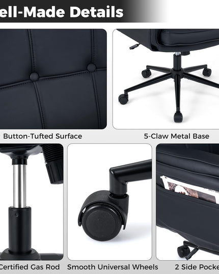 Giantex Criss Cross Chair with Armrests & Wheels for Bedroom