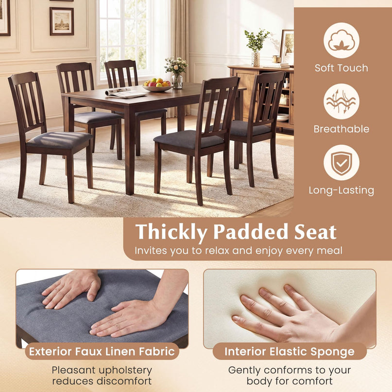Giantex Wood Dining Chairs Set with Comfortable Backrest & Padded Seat