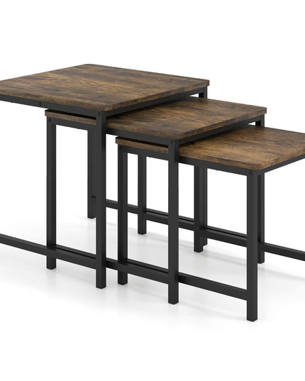Giantex Modern Nesting Coffee Table Set of 3 with Metal Frame for Small Space