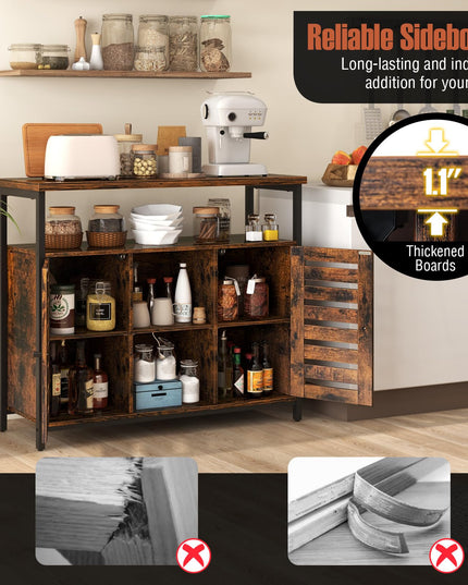 Giantex Buffet Cabinet, Kitchen Sideboard with 2 Storage Cupboards, Open Shelves, 2 Cubes, Anti-Tipping Kits